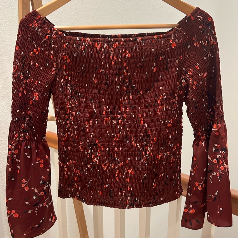 Express smocked Bell Sleeve Top